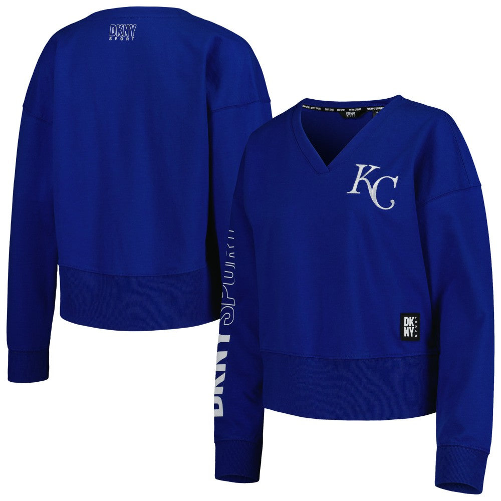 Kansas City Royals DKNY Sport Women's Lily V-Neck Pullover Sweatshirt - MLB Pullover