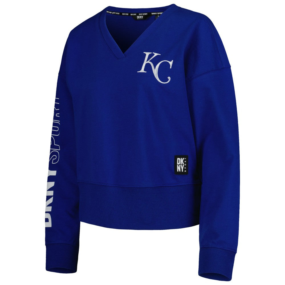 Kansas City Royals DKNY Sport Women's Lily V-Neck Pullover Sweatshirt - MLB Pullover