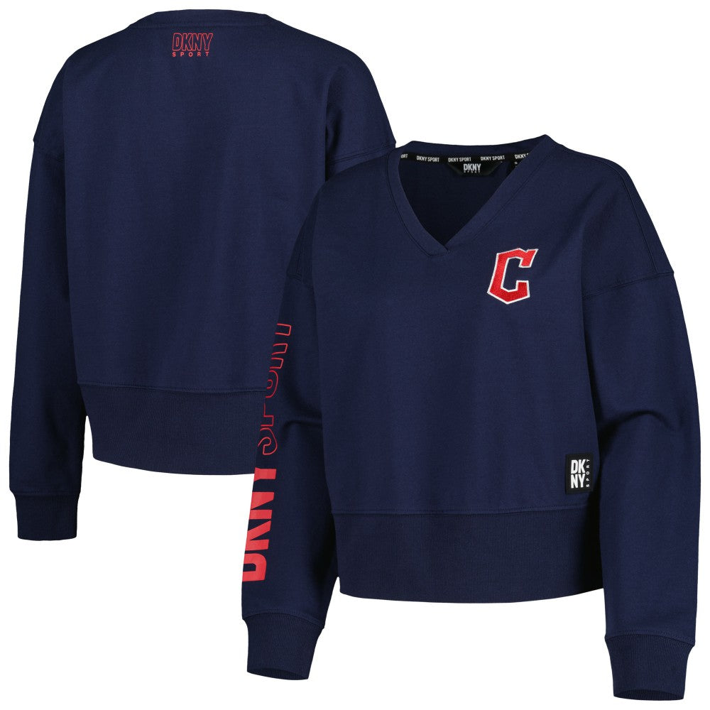 Cleveland Guardians DKNY Sport Women's Lily V-Neck Pullover Sweatshirt - MLB Pullover
