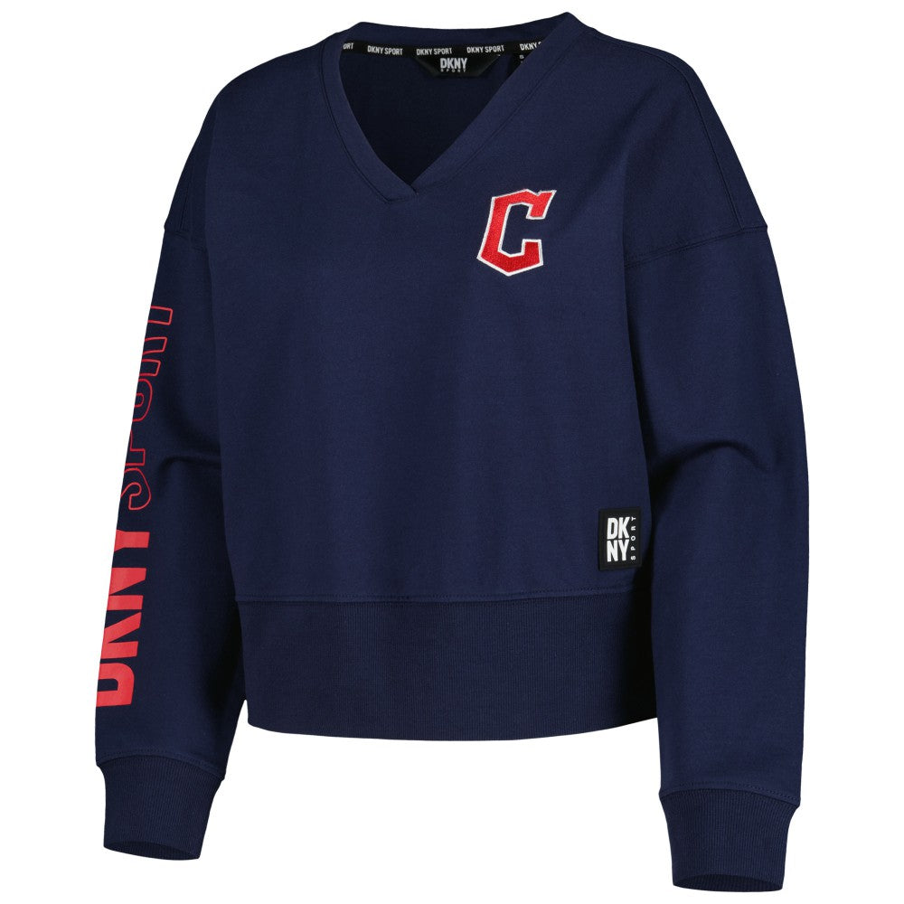 Cleveland Guardians DKNY Sport Women's Lily V-Neck Pullover Sweatshirt - MLB Pullover