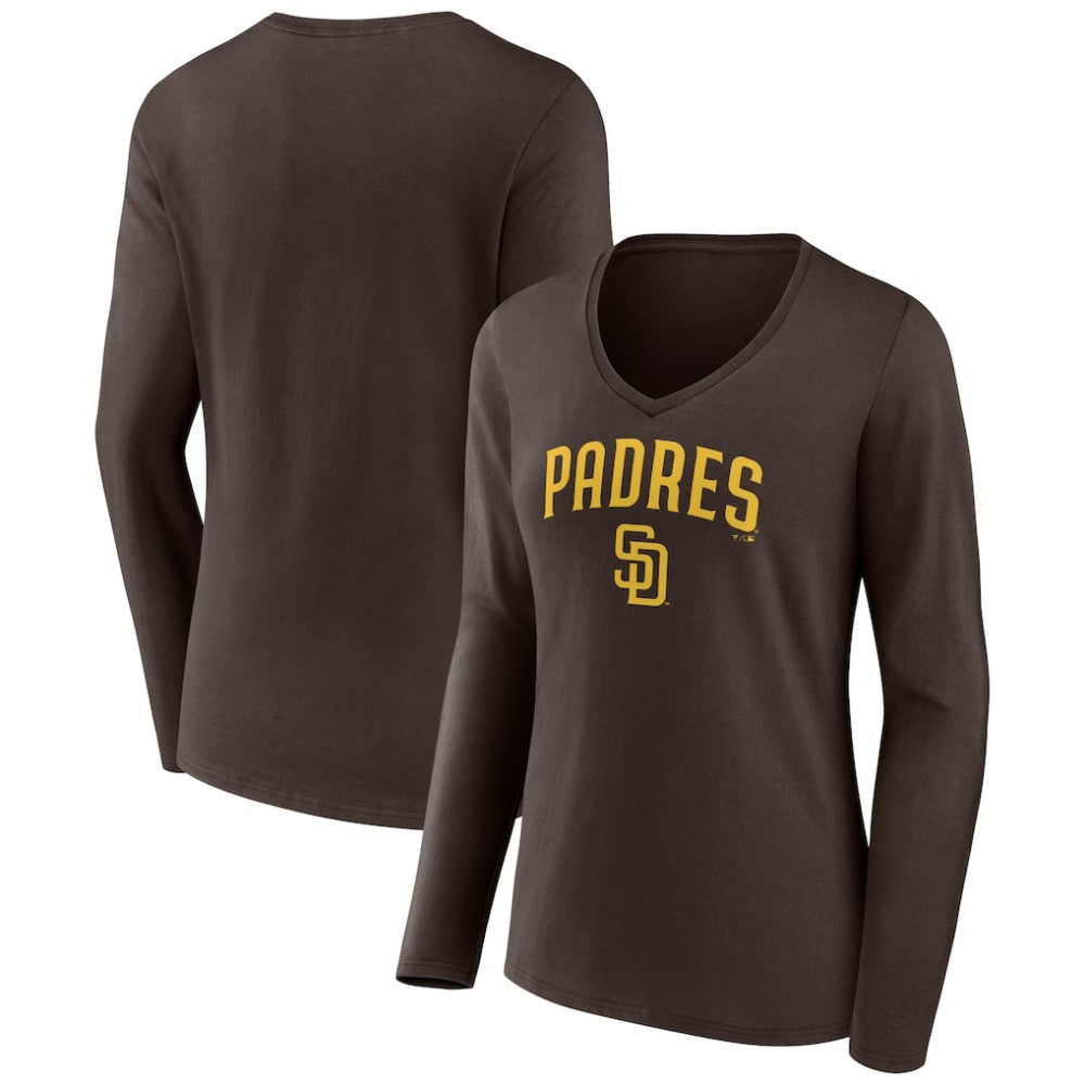 San Diego Padres Women's Team Lockup Long Sleeve V-Neck T-Shirt - MLB T-shirts
