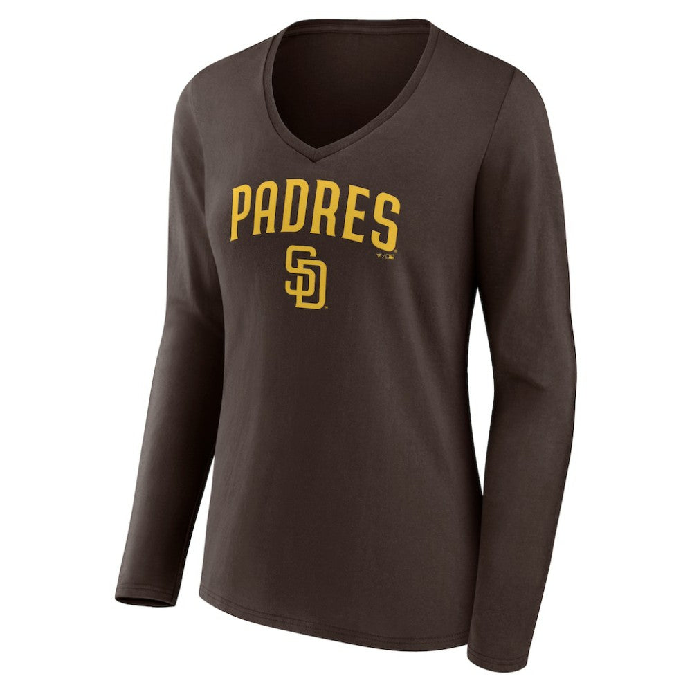 San Diego Padres Women's Team Lockup Long Sleeve V-Neck T-Shirt - MLB T-shirts