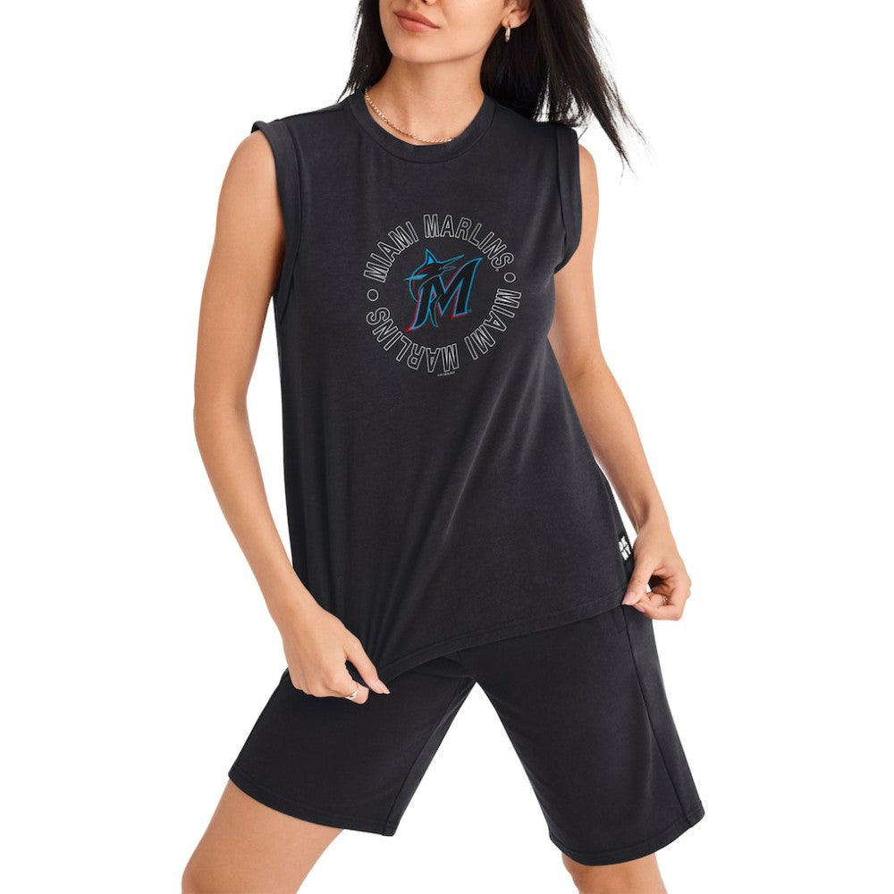 Miami Marlins DKNY Sport Women's Madison Tri-Blend Tank Top - MLB Tanks