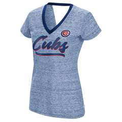Chicago Cubs Touch Women's Halftime Back Wrap Top V-Neck T-Shirt - MLB T-shirts