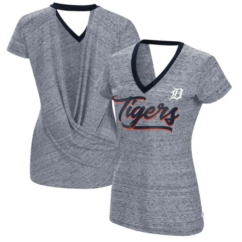 Detroit Tigers Touch Women's Halftime Back Wrap Top V-Neck T-Shirt - MLB T-shirts