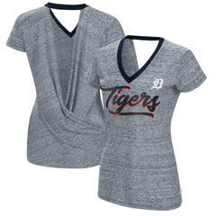 Detroit Tigers Touch Women's Halftime Back Wrap Top V-Neck T-Shirt - MLB T-shirts