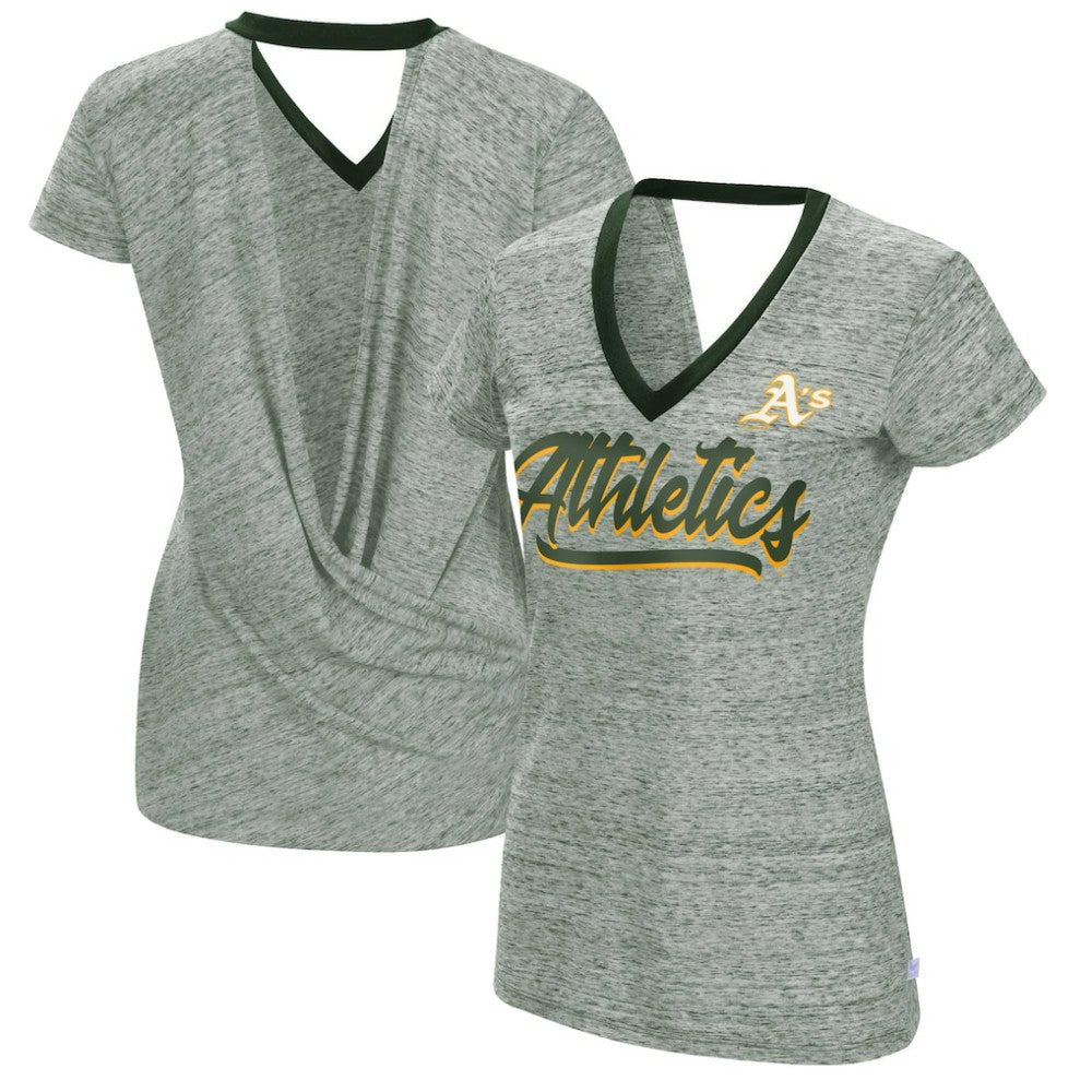 Athletics Touch Women's Halftime Back Wrap Top V-Neck T-Shirt - MLB T-shirts