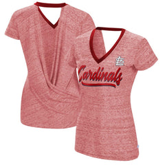St. Louis Cardinals Touch Women's Halftime Back Wrap Top V-Neck T-Shirt - MLB T-shirts
