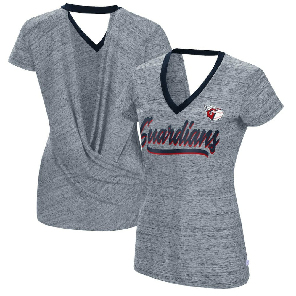Cleveland Guardians Touch Women's Halftime Back Wrap Top V-Neck T-Shirt - MLB T-shirts