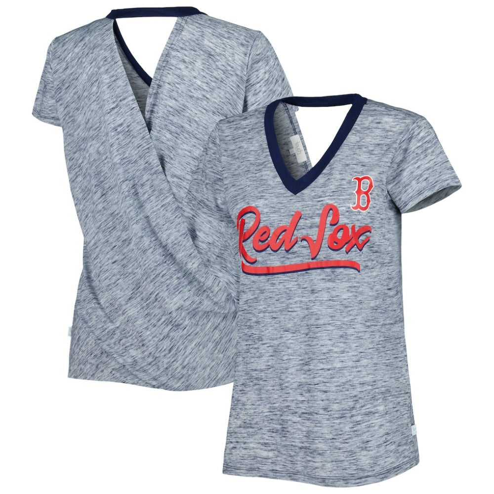 Boston Red Sox Touch Women's Halftime Back Wrap Top V-Neck T-Shirt - MLB T-shirts