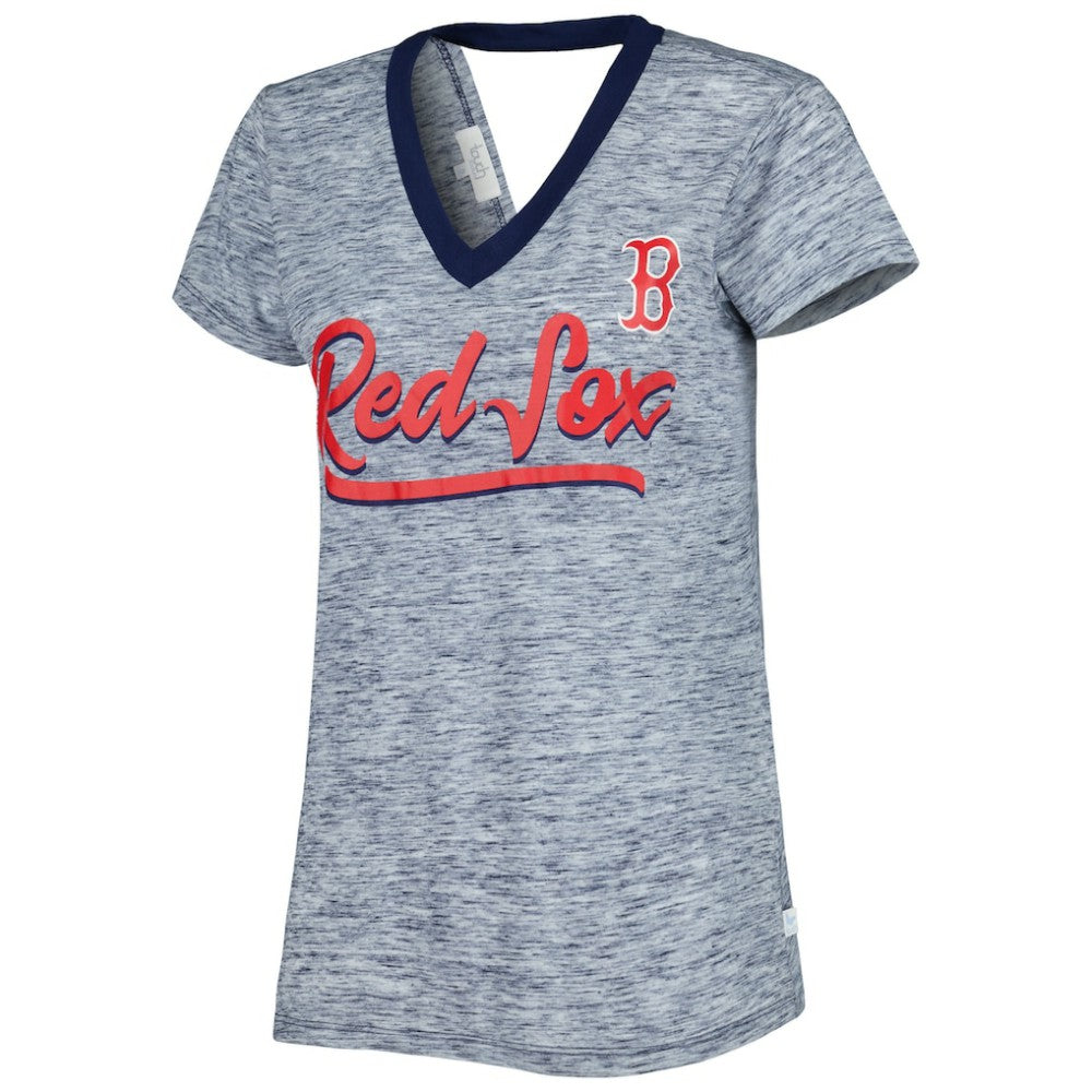 Boston Red Sox Touch Women's Halftime Back Wrap Top V-Neck T-Shirt - MLB T-shirts