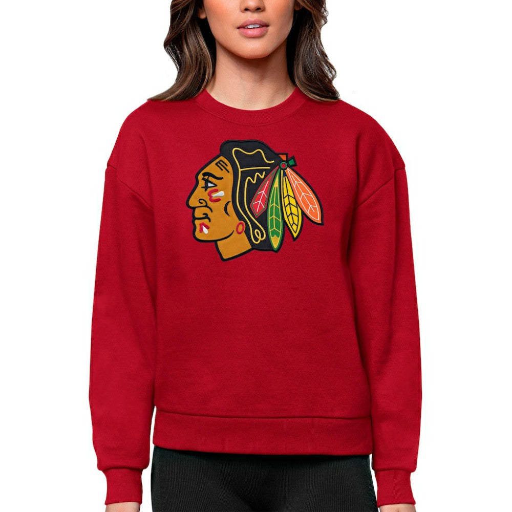 Chicago Blackhawks Antigua Women's Team Logo Victory Crewneck Pullover Sweatshirt -  NHL Sweatshirts