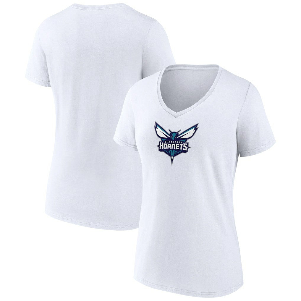 White Charlotte Hornets Women's Logo V-Neck T-Shirt | NBA
