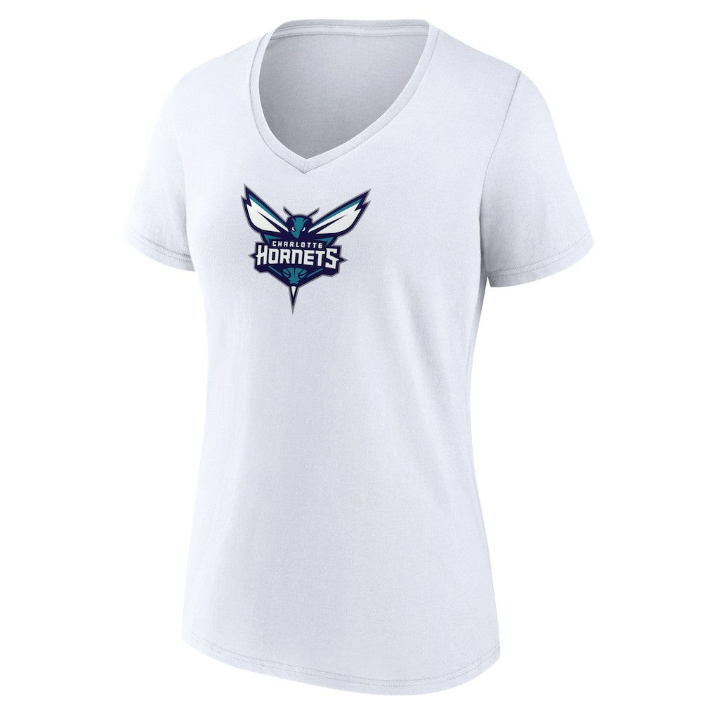 White Charlotte Hornets Women's Logo V-Neck T-Shirt | NBA