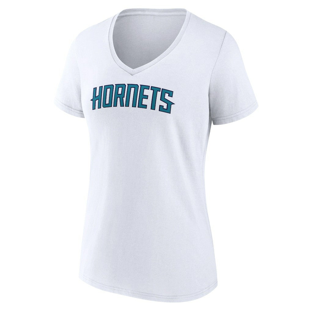 White Charlotte Hornets Women's Wordmark V-Neck T-Shirt | NBA