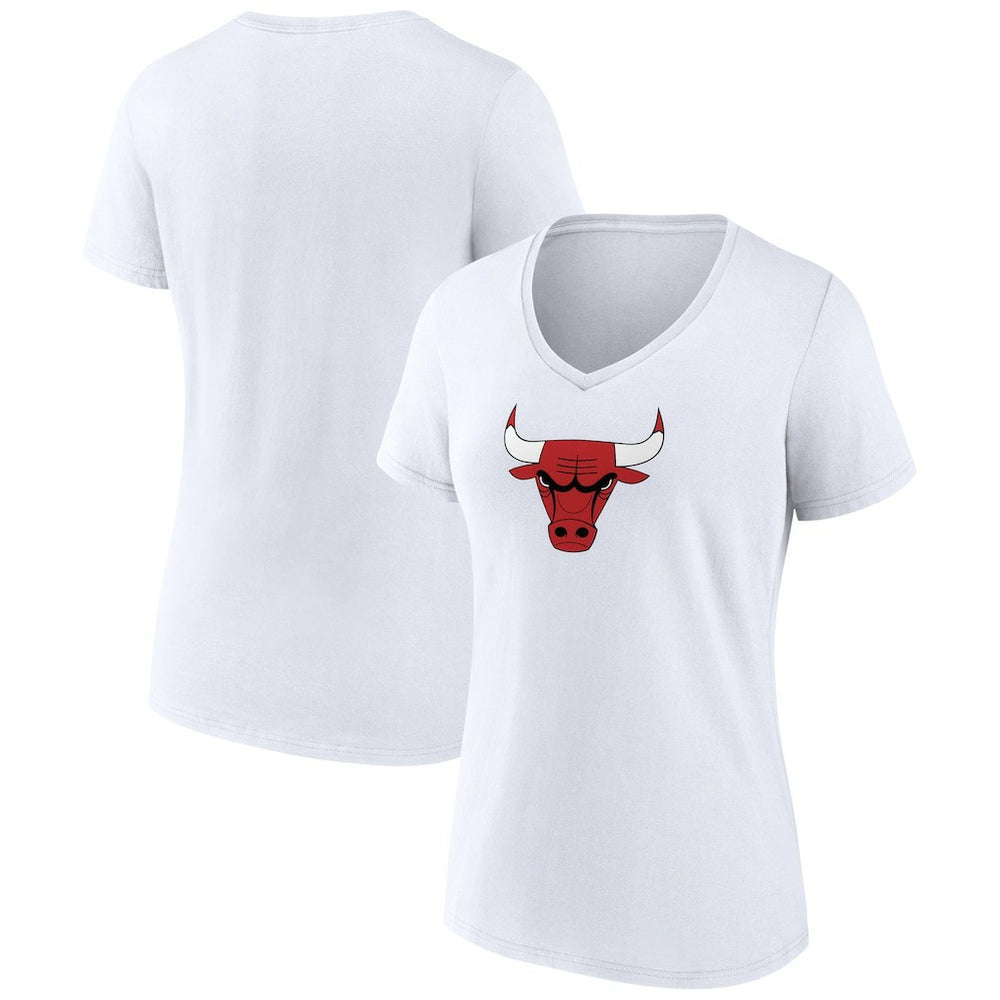 White Chicago Bulls Women's Logo V-Neck T-Shirt sale | NBA