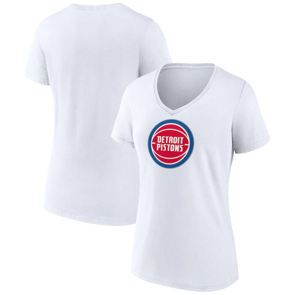 White Detroit Pistons Women's Logo V-Neck T-Shirt sale | NBA