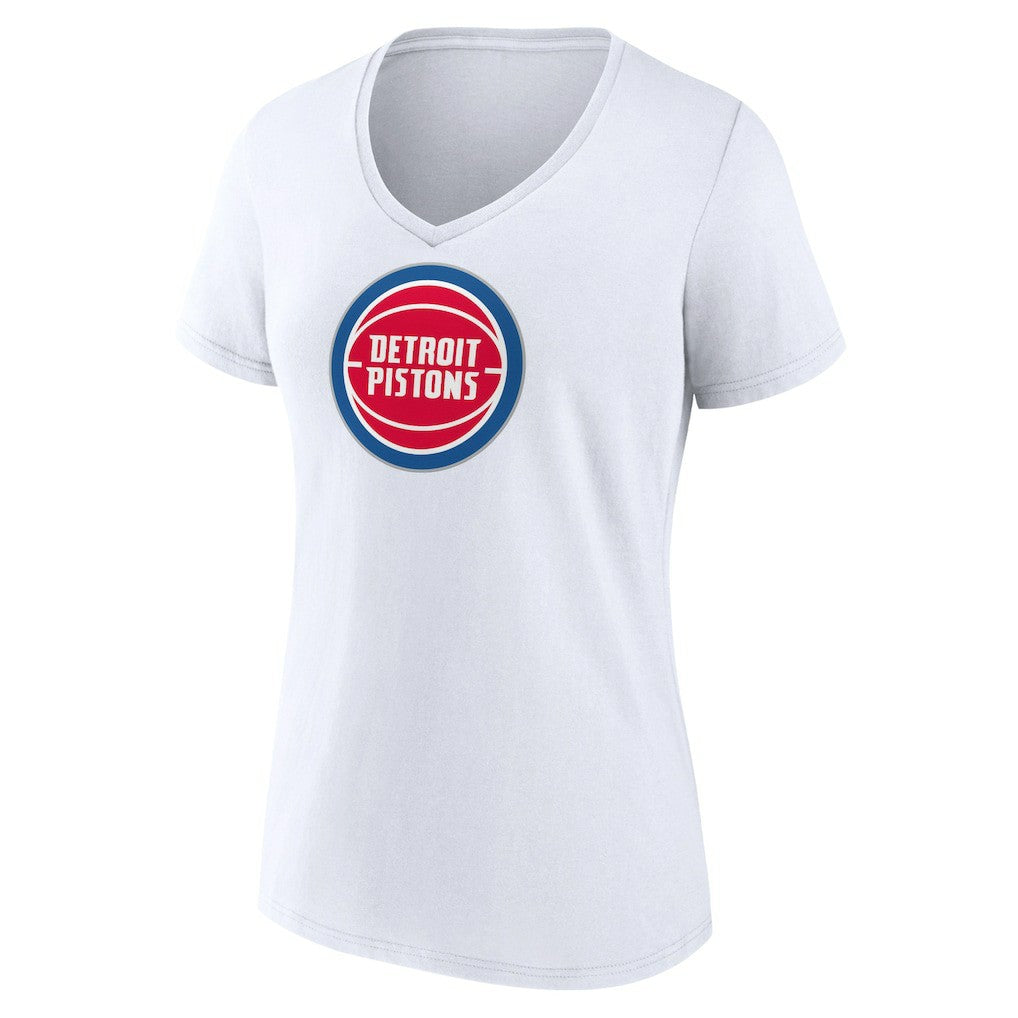 White Detroit Pistons Women's Logo V-Neck T-Shirt sale | NBA