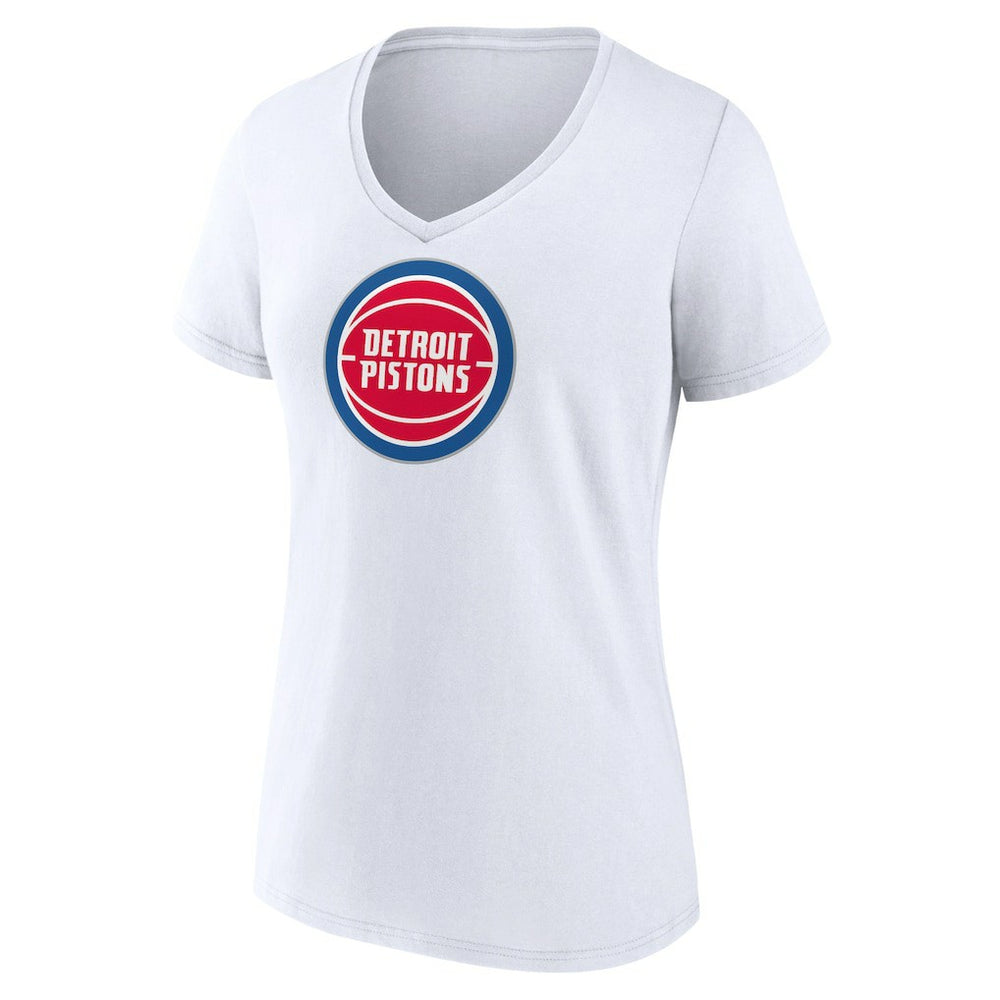 White Detroit Pistons Women's Logo V-Neck T-Shirt sale | NBA
