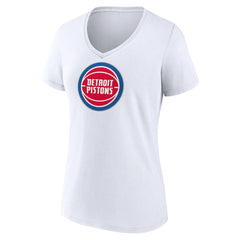 White Detroit Pistons Women's Logo V-Neck T-Shirt sale | NBA