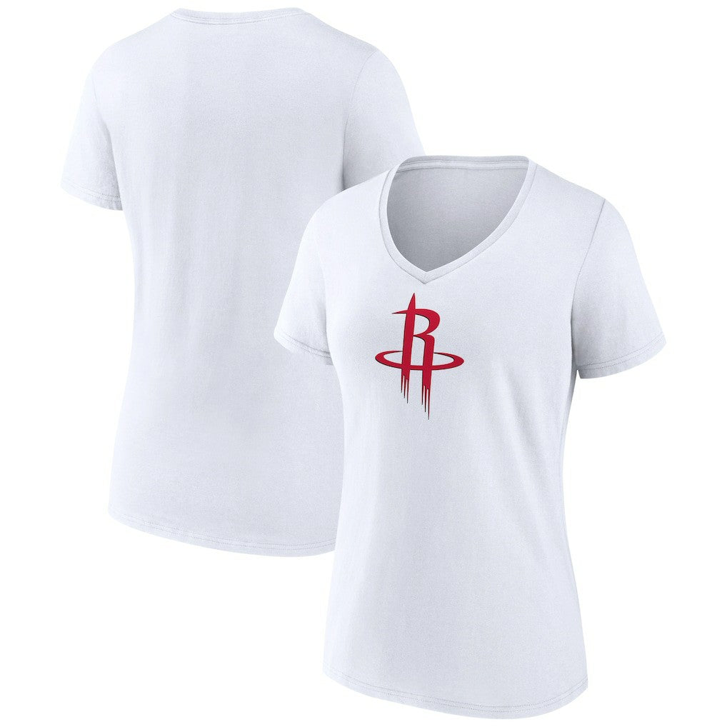 White Houston Rockets Women's Logo V-Neck T-Shirt | NBA