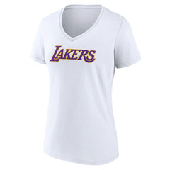 White Los Angeles Lakers Women's Wordmark V-Neck T-Shirt | NBA
