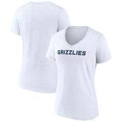 White Memphis Grizzlies Women's Wordmark V-Neck T-Shirt | NBA