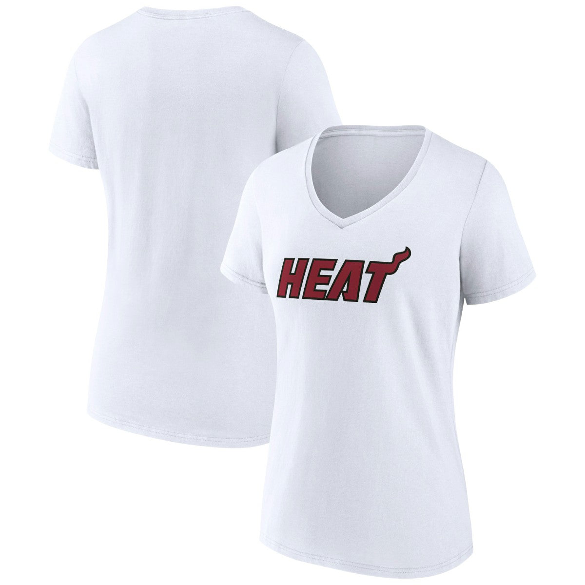 White Miami Heat Women's Wordmark V-Neck T-Shirt | NBA