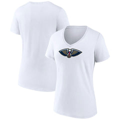 White New Orleans Pelicans Women's Logo V-Neck T-Shirt | NBA