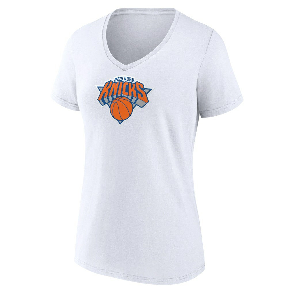 White New York Knicks Women's Logo V-Neck T-Shirt | NBA