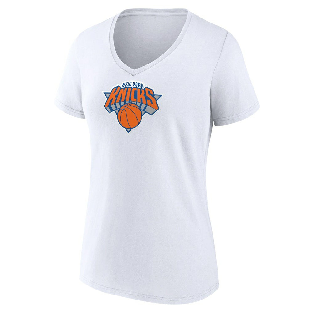 White New York Knicks Women's Logo V-Neck T-Shirt | NBA
