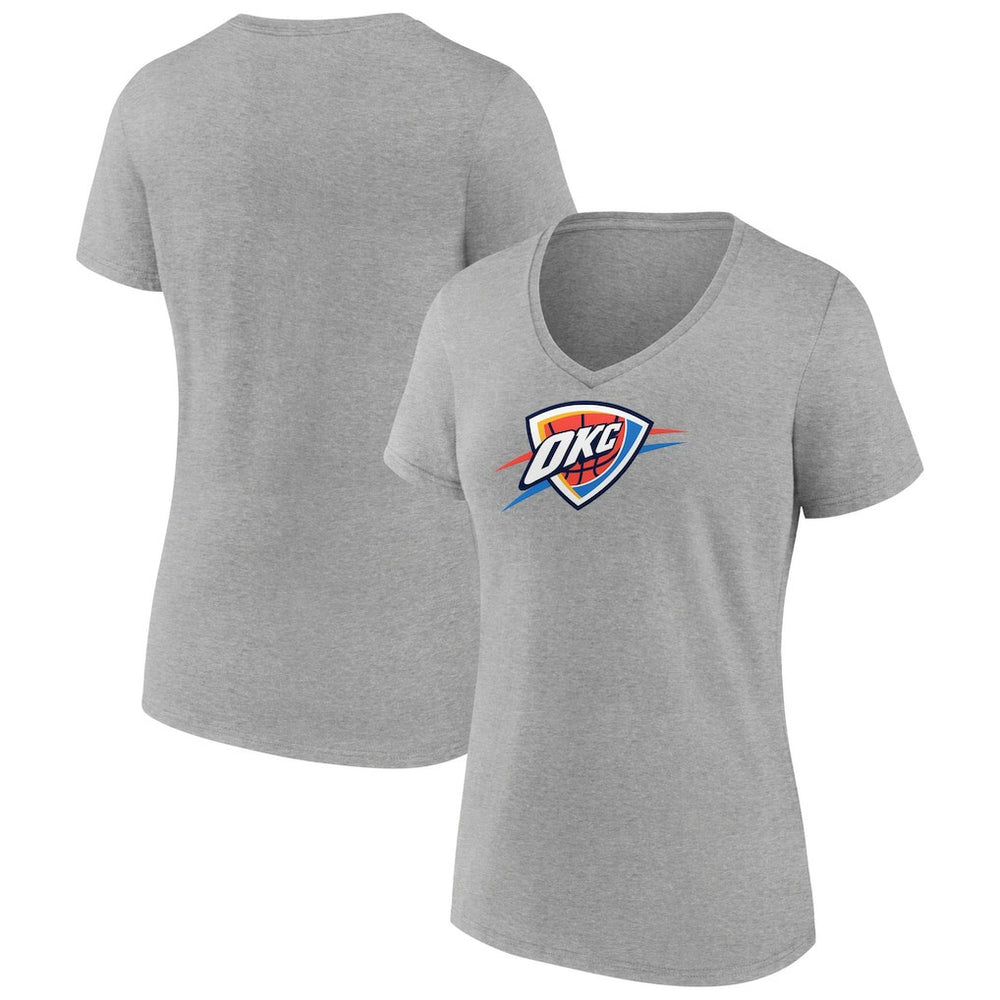 Gray Oklahoma City Thunder Women's Logo V-Neck T-Shirt | NBA