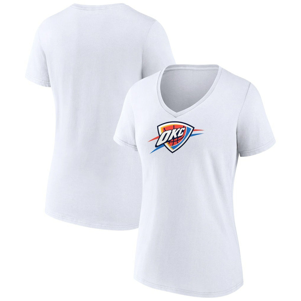 White Oklahoma City Thunder Women's Logo V-Neck T-Shirt | NBA