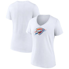 White Oklahoma City Thunder Women's Logo V-Neck T-Shirt | NBA