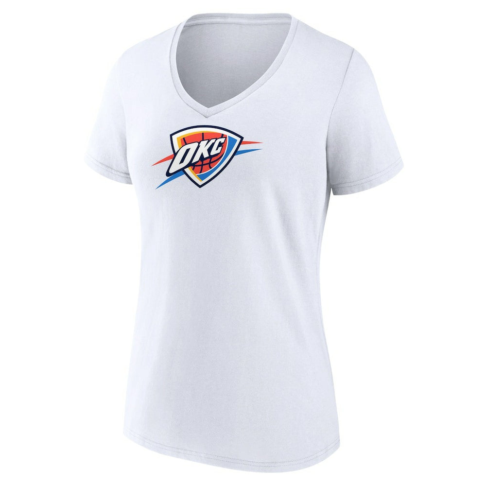 White Oklahoma City Thunder Women's Logo V-Neck T-Shirt | NBA