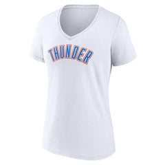 White Oklahoma City Thunder Women's Wordmark V-Neck T-Shirt | NBA