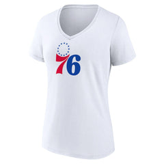 White Philadelphia 76ers Women's Logo V-Neck T-Shirt | NBA