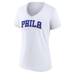 White Philadelphia 76ers Women's Wordmark V-Neck T-Shirt | NBA