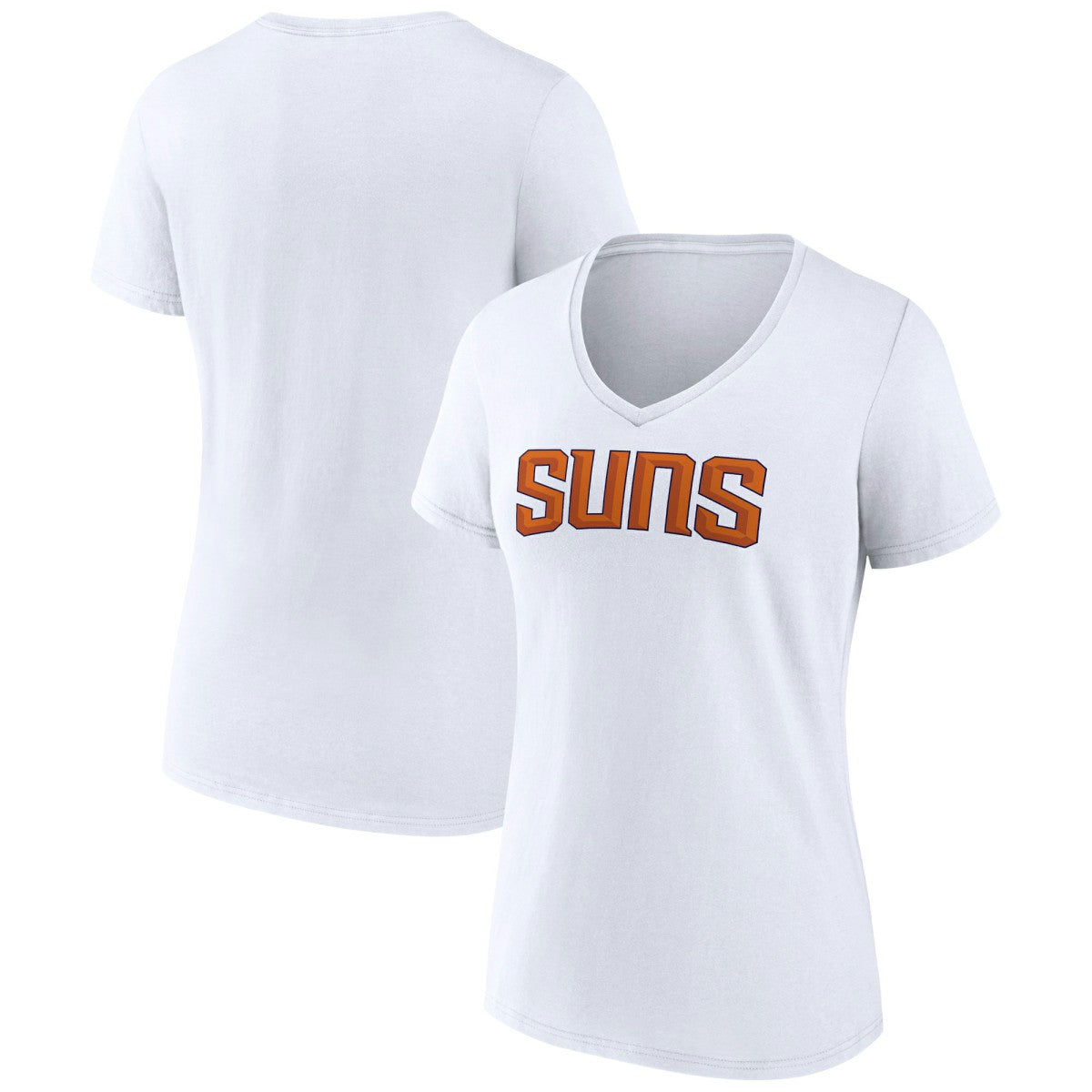 White Phoenix Suns Women's Wordmark V-Neck T-Shirt | NBA