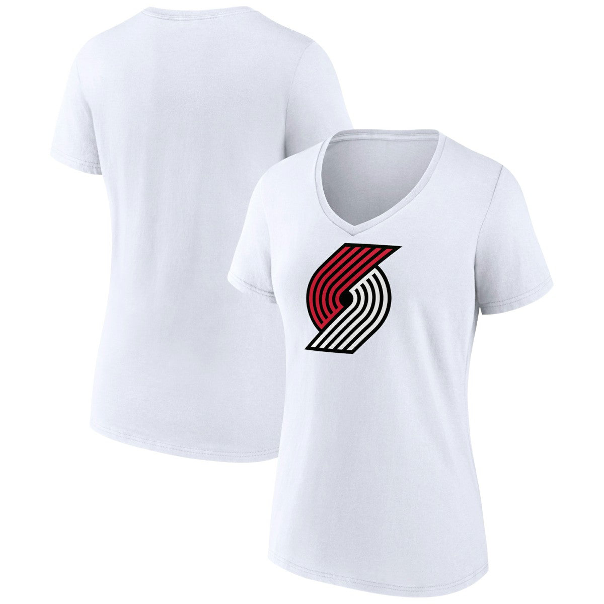 White Portland Trail Blazers Women's Logo V-Neck T-Shirt | NBA