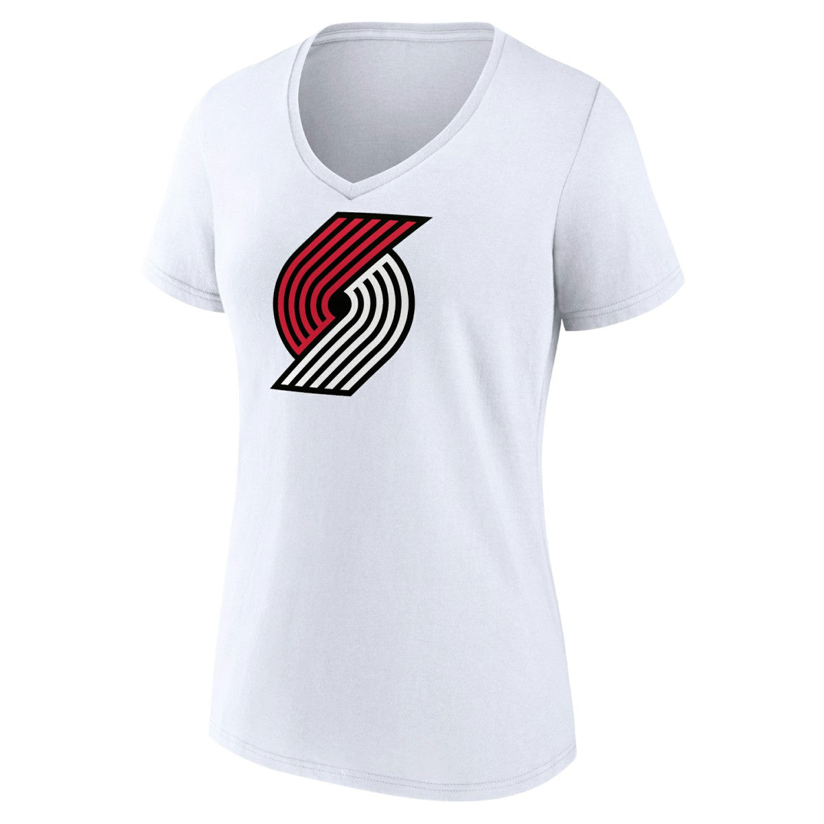 White Portland Trail Blazers Women's Logo V-Neck T-Shirt | NBA