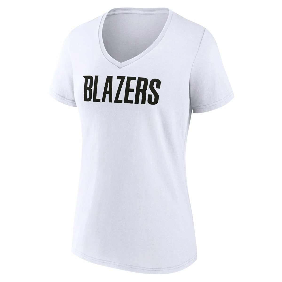 White Portland Trail Blazers Women's Wordmark V-Neck T-Shirt | NBA