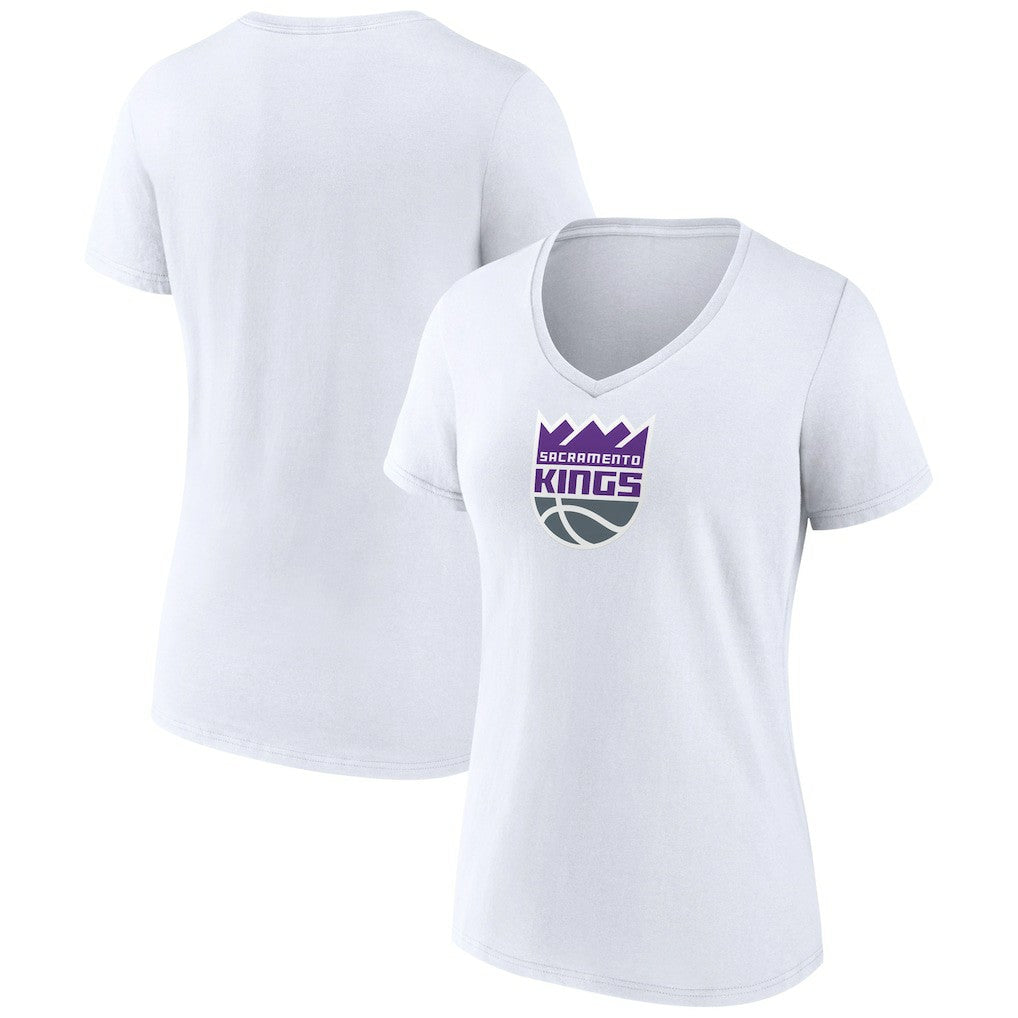 White Sacramento Kings Women's Logo V-Neck T-Shirt sale | NBA