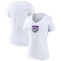 White Sacramento Kings Women's Logo V-Neck T-Shirt sale | NBA