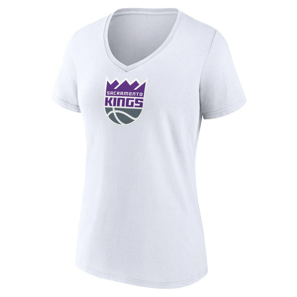 White Sacramento Kings Women's Logo V-Neck T-Shirt sale | NBA