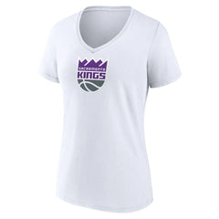 White Sacramento Kings Women's Logo V-Neck T-Shirt sale | NBA