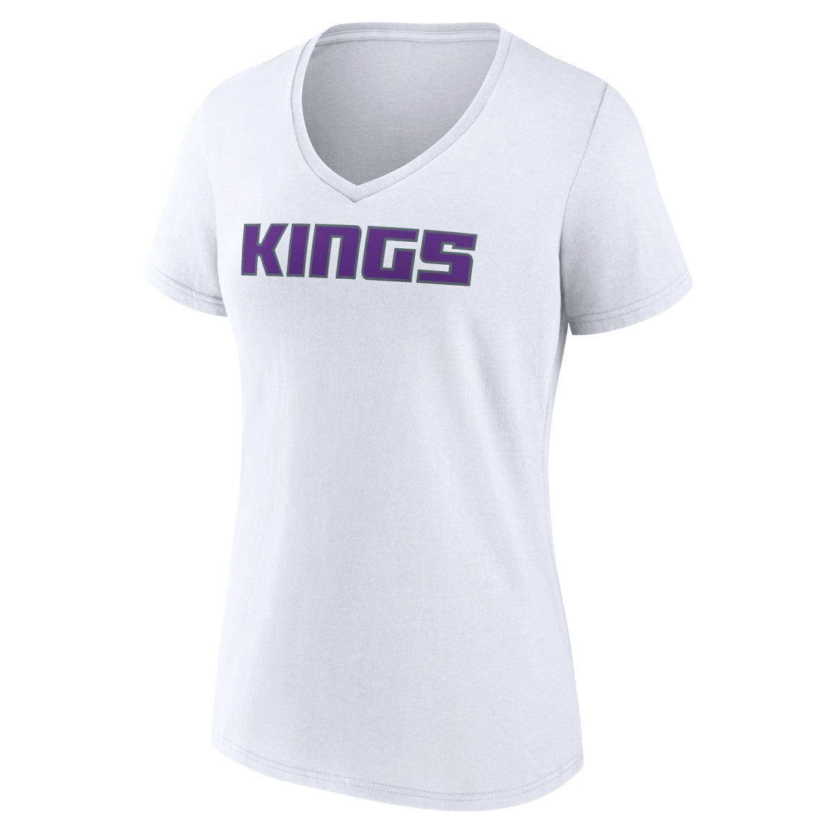 White Sacramento Kings Women's Wordmark V-Neck T-Shirt | NBA