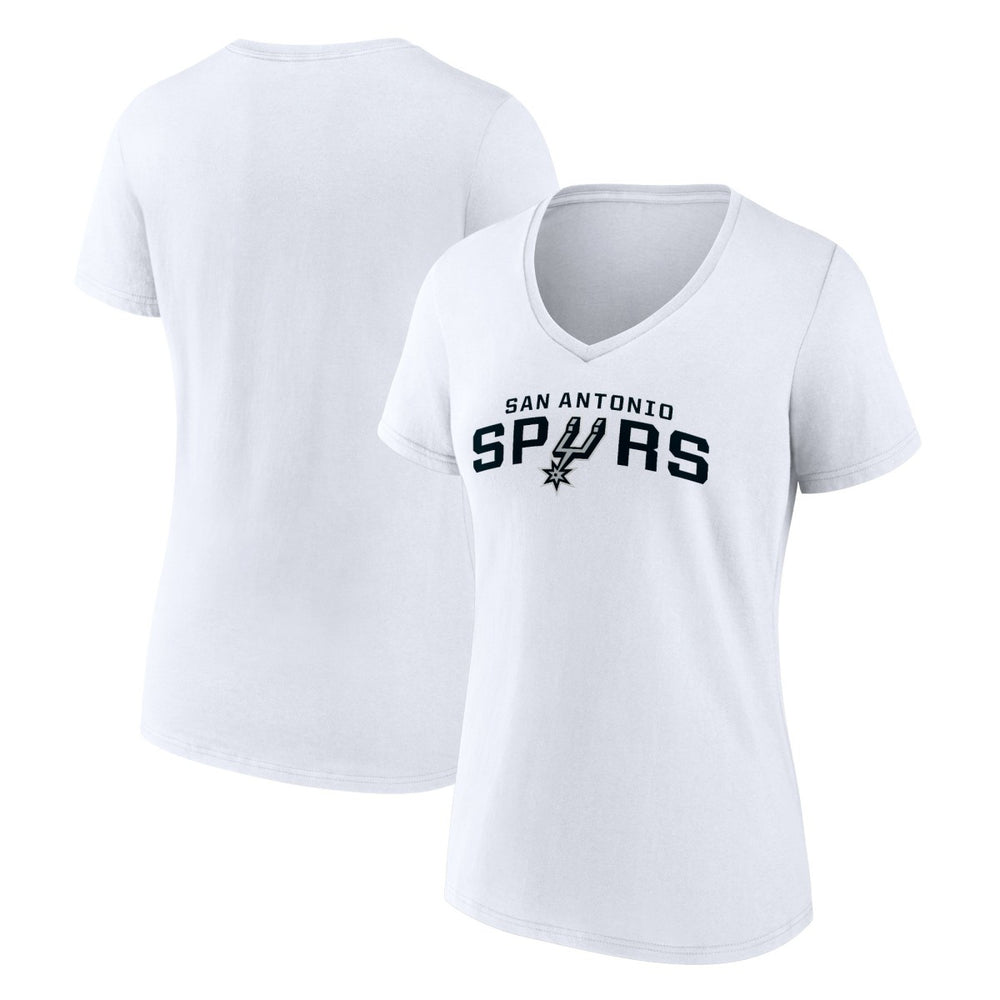 White San Antonio Spurs Women's Wordmark V-Neck T-Shirt | NBA