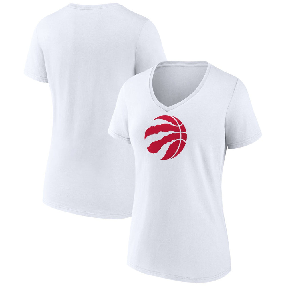 White Toronto Raptors Women's Primary Logo V-Neck T-Shirt | NBA