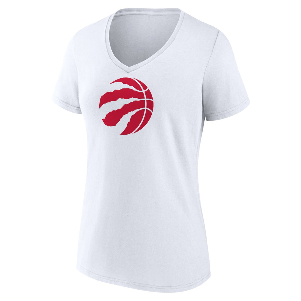 White Toronto Raptors Women's Primary Logo V-Neck T-Shirt | NBA